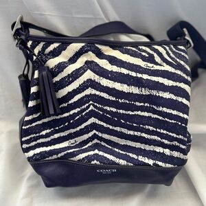 Coach Purple and White Zebra Print Shoulder Bag